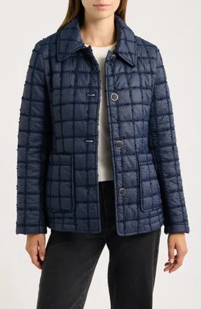 Cece Quilted Barn Jacket In Blue