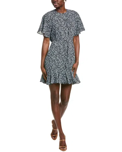 Cece Raglan Fluted Hem Mini Skater Dress In Black