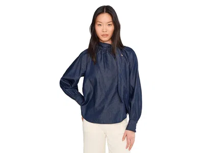 Cece Raglan Seam Neck Bow Shirtail Top In Blue