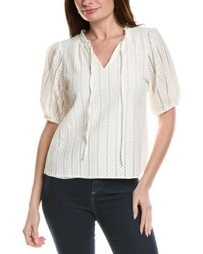 Cece Relaxed Crop Blouse In White