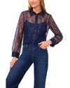 Cece Relaxed Long Sleeve Button Down Shirt In Blue
