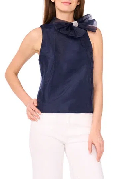 Cece Rhinestone Bow Top In Blue