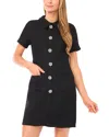 Cece Rhinestone Button Shift Dress In Black