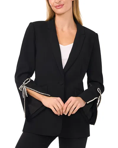 Cece Rhinestone Cuff Blazer In Rich Black