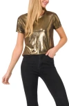 Cece Women's Metallic Shine Short Sleeve T-shirt In Gold