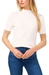 Cece Women's Ribbed Mock-neck Contrast-cuff Sweater In Antique White
