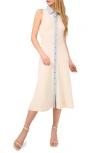 Cece Denim Trim Ribbed Midi Dress