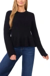 Cece Rib Peplum Sweater In Black