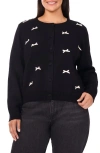 Cece Ribbon Appliqué Cardigan In Black