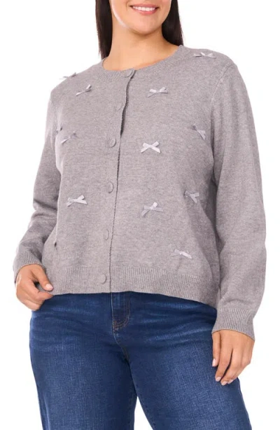 Cece Ribbon Appliqué Cardigan In Gray