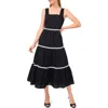 Cece Rickrack Trim Cotton Maxi Sundress In Rich Black
