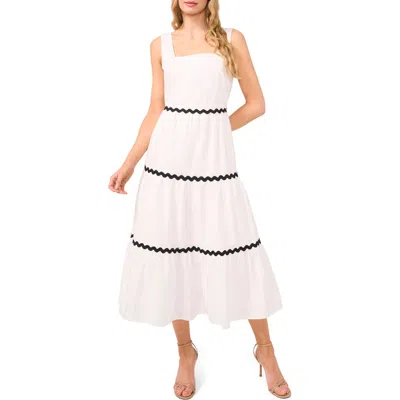 Cece Rickrack Trim Cotton Maxi Sundress In Ultra White