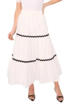 Cece Rickrack Trim Maxi Skirt In Ultra White