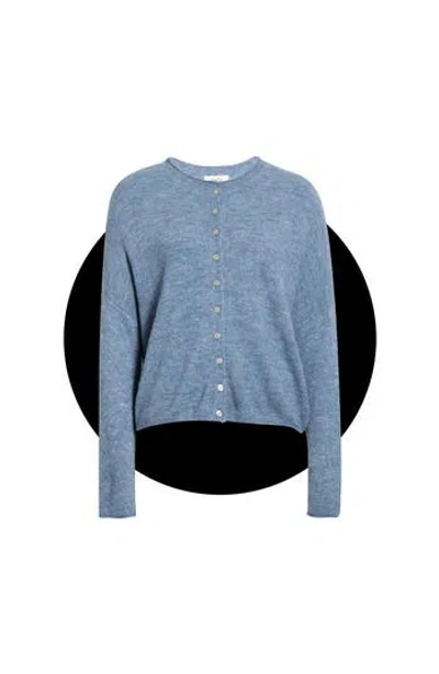 Cece Roll Collar Cardigan In Blue