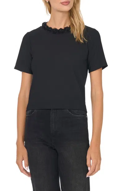 Cece Rosette Trim T-shirt In Black