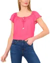 Cece Scoop Neck Flutter Sleeve Top