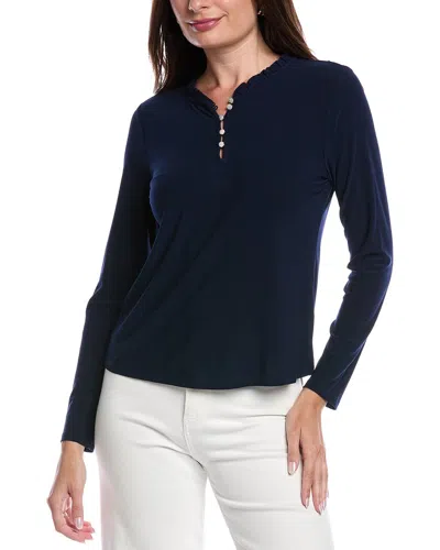 Cece Round Neck Ruffle Top In Black