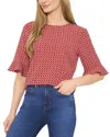 Cece Ruff Cuff Blouse In Red
