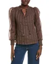 Cece Ruffle Blouse In Brown