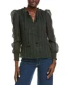 Cece Ruffle Blouse In Green