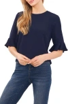 Cece Ruffle Cuff Blouse In Blue