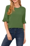 Cece Ruffle Cuff Blouse In Dark Clover Green