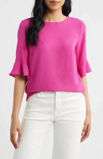 Cece Ruffle Cuff Blouse In Purple