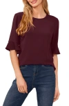 Cece Ruffle Cuff Blouse In Rich Cabernet