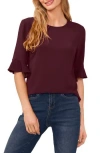 Cece Ruffle Cuff Blouse In Rich Cabernet Burgundy