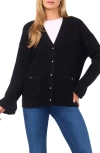 Cece Women's V-neck Ruffle Cuff Cardigan Sweater In Black