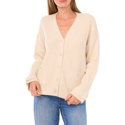 Cece Ruffle Cuff Cardigan In Neutral
