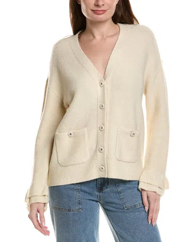 Cece Ruffle Cuff Cardigan In Neutral