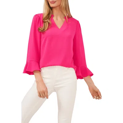 Cece Ruffle Cuff Crepe Top In Pink