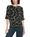 Cece Ruffle Cuff Knit Top In Black