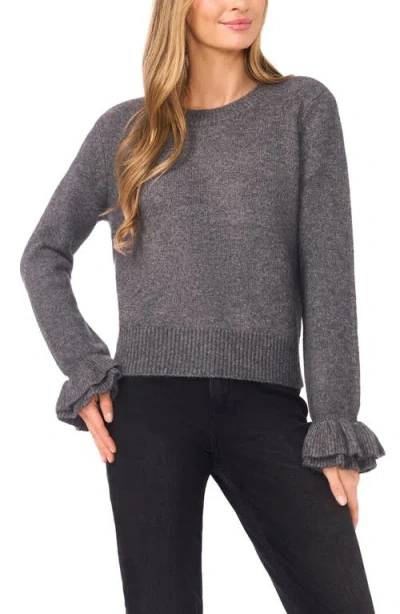 Cece Ruffle Cuff Sweater In Gray