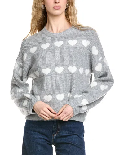 Cece Ruffle Cuff Sweater In Gray
