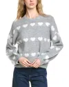Cece Heart Jacquard Crew Sweater In Gray
