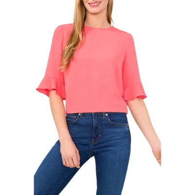 Cece Ruffle Cuff Top In Calypso Coral