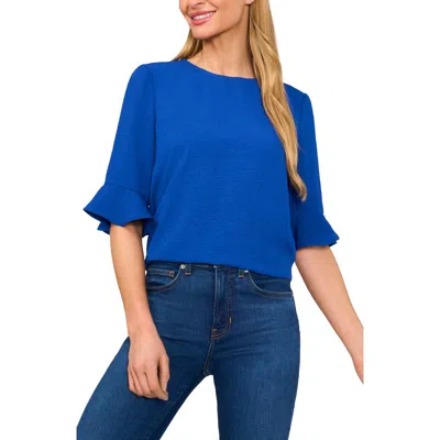 Shop Cece Ruffle Cuff Top In Deep Royal Blue