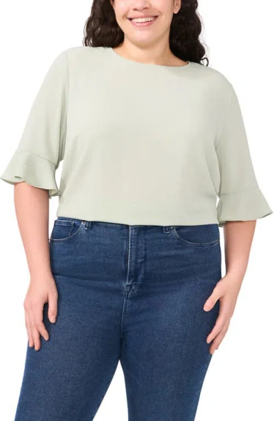 Cece Ruffle Cuff Top In Gray