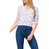 Cece Ruffle Cuff Top In Ocean Blue