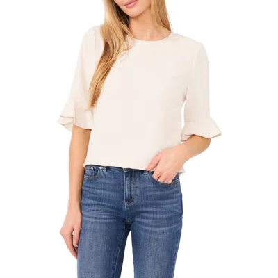 Cece Women's Rumple Crewneck 3/4-sleeve Ruffled Cuff Blouse In Rainy Day