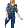 Cece Ruffle Cuff Top In Rich Black