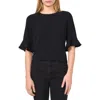 Cece Ruffle Cuff Top In Black