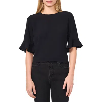 Cece Ruffle Cuff Top In Rich Black