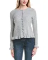 Cece Ruffle Edge Cardigan In Gray