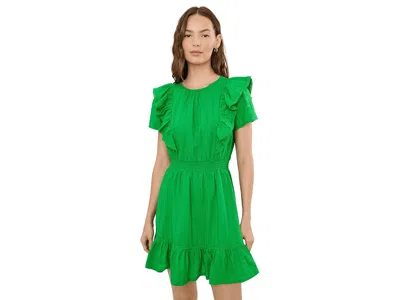 Cece Ruffle Front Mini Dress Women's Dress Vibrant Kelly: Sm In Green