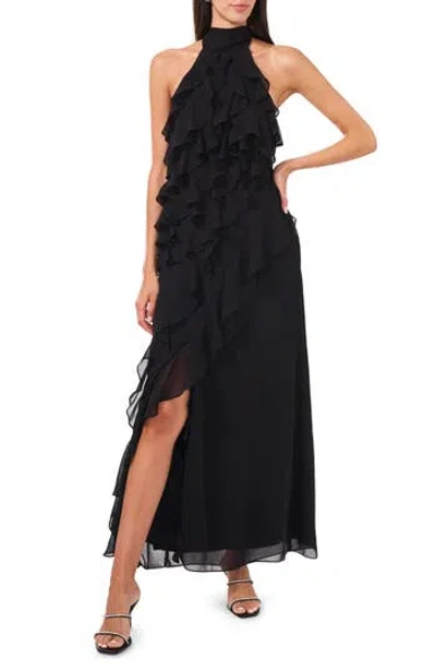 Cece Ruffle Halter Dress In Black