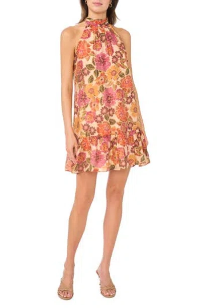 Cece Ruffle Halter Dress In Orange