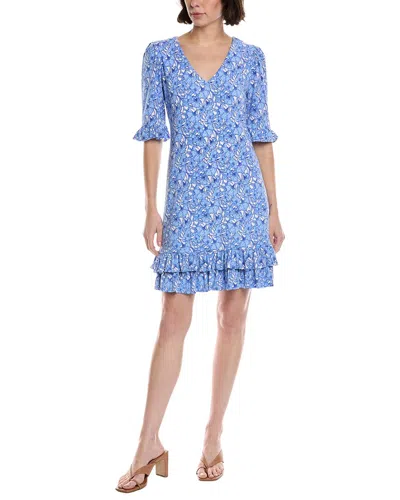 Cece Ruffle Hem Mini Dress In Blue